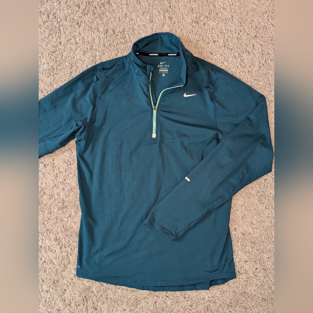 Nike Men's Teal Dri-FIT Quarter-Zip Performance Pullover Size Small